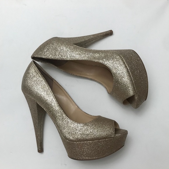 Enzo Angiolini Gold Glitter Sparkly Heels Sz 7 - Picture 4 of 8